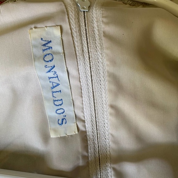 VINTAGE 70’s Belted Floral Maxi Gown Metallic Dot - Picture 10 of 15